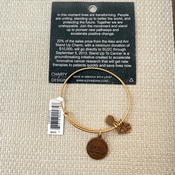 NWT Alex and Ani Stand Up To Cancer Gold Bangle Bracelet - Picture 3 of 3